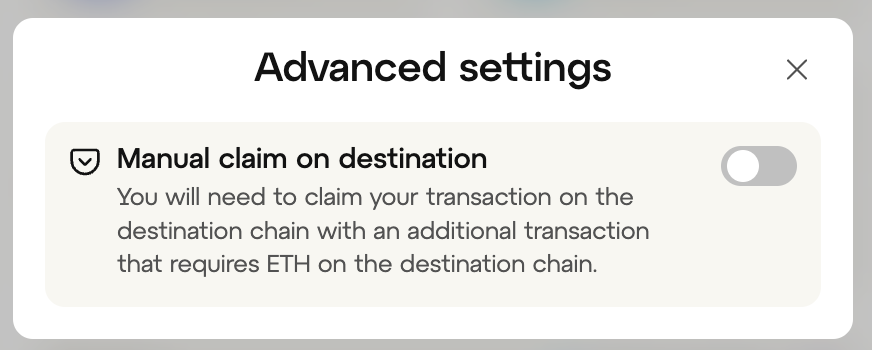 Manual claiming toggle